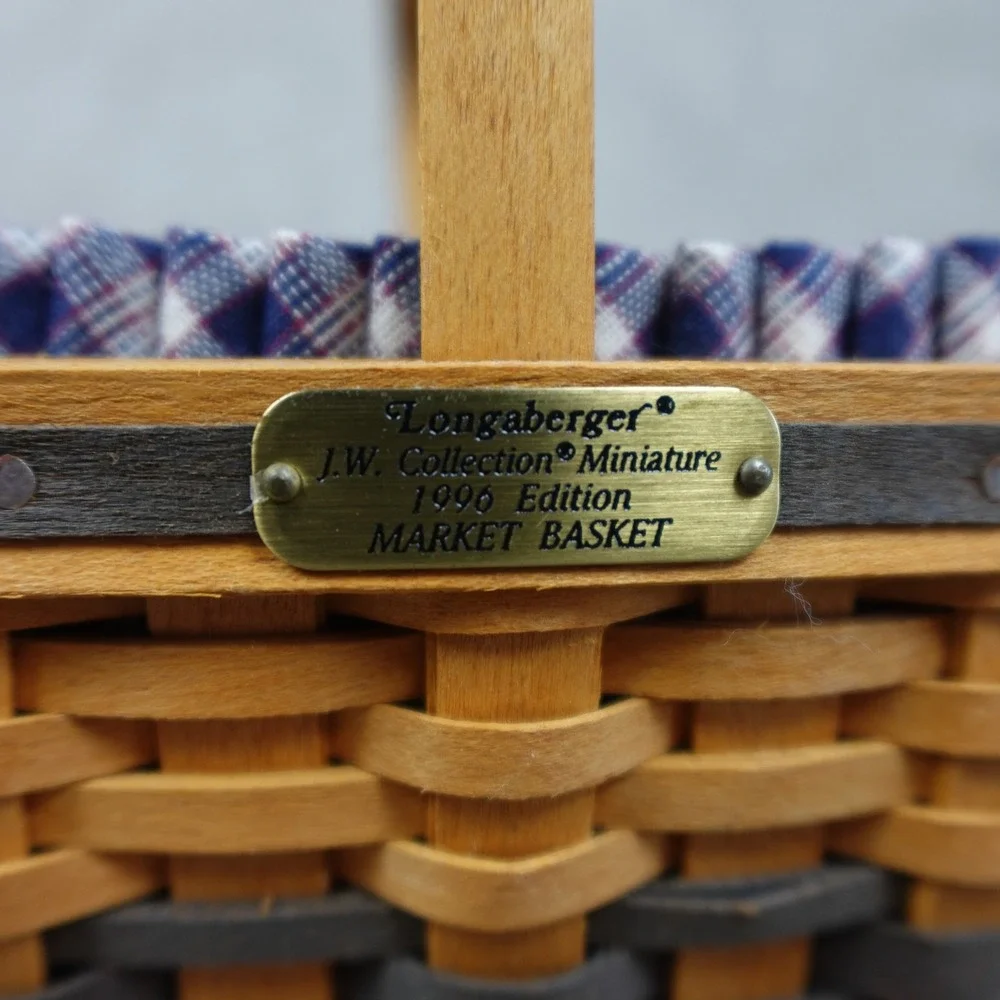 Longaberger 1996 JW Collection Miniature Market Basket Set Liner & Protector